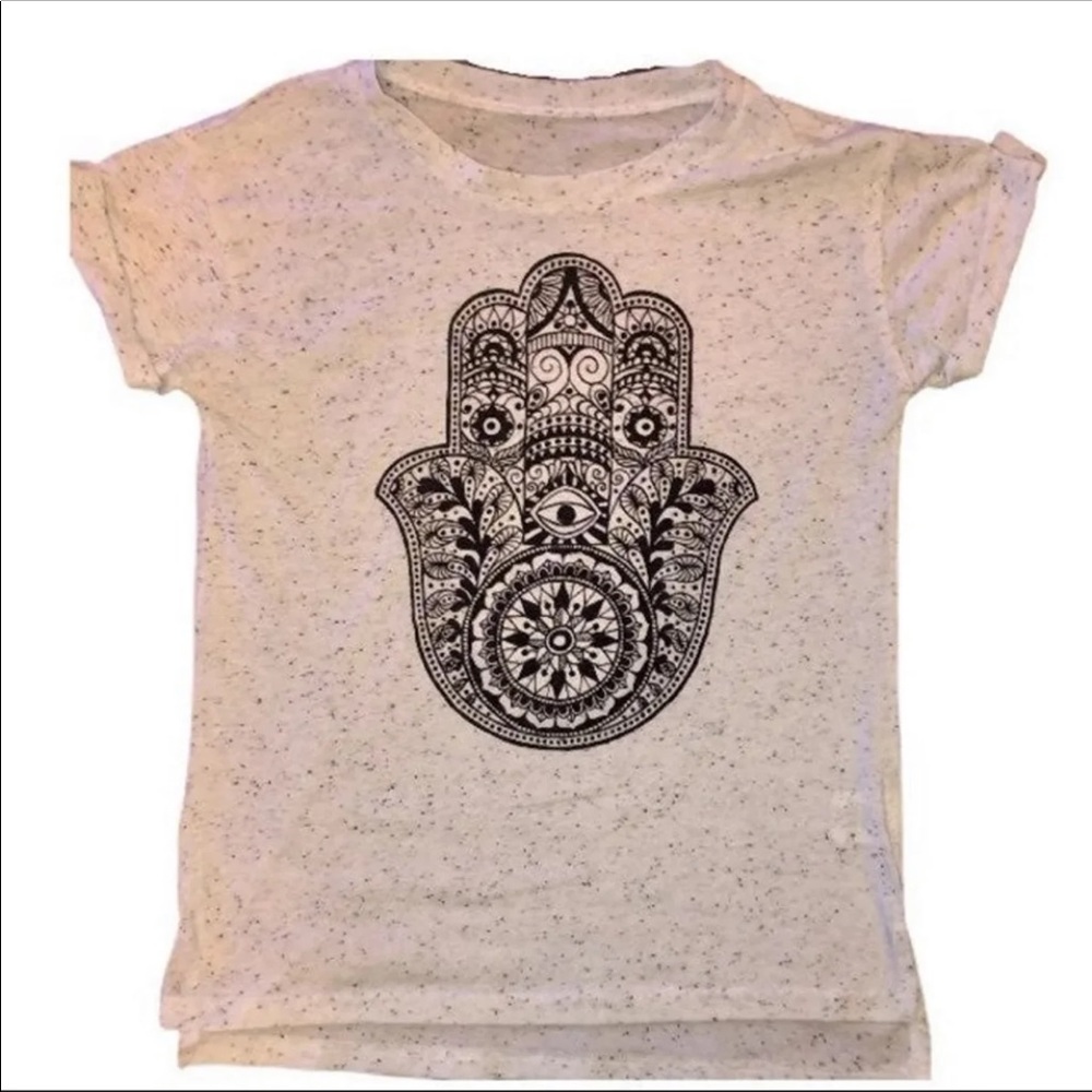 2Kuhl White Tee with Black Design & Cuffed Sleeves